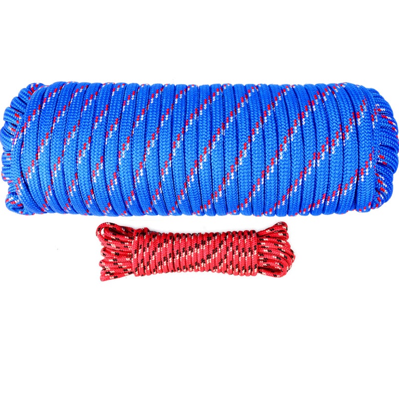 Wellmax Diamond Braid Nylon Rope, 1/2in X 100FT with Bonus 1/4in x25FT Cord UV Resistant, High Strength and Weather Resistant - Image 1